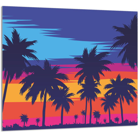 PANEL DE VIDRIO PARA COCINA 65x60 Palmeras