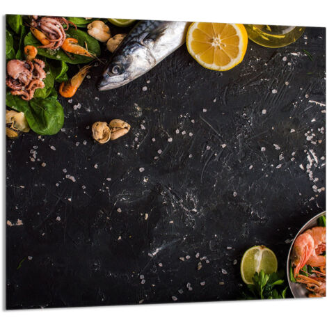 PANEL DE VIDRIO PARA COCINA 65x60 Pescado