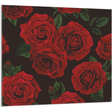 PANEL DE VIDRIO PARA COCINA 65x60 Rosas