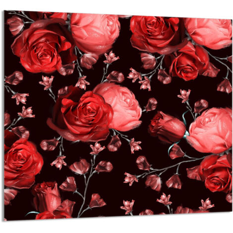 PANEL DE VIDRIO PARA COCINA 65x60 Rosas