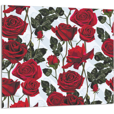 PANEL DE VIDRIO PARA COCINA 65x60 Rosas