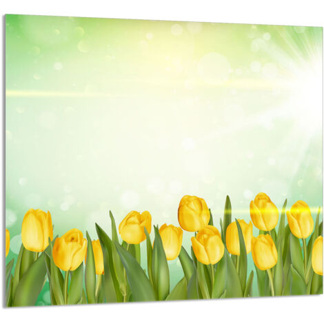 PANEL DE VIDRIO PARA COCINA 65x60 Tulipanes