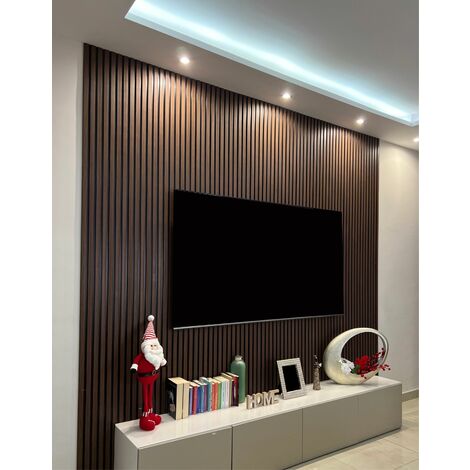 Panel Decorativo 4M2 color madera Roble Oscuro Wenge fondo negro fabricado en polímero