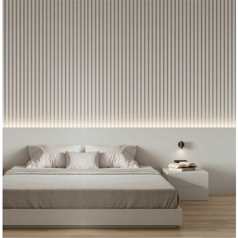 Panel Decorativo Blanco 1M2 para pintar alistonado efecto lineas verticales.