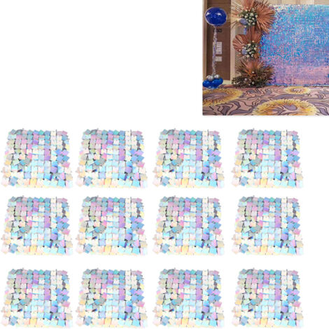 Panel decorativo de espejo con mosaico, 12 piezas, multicolor, con mecanismo de bloqueo automático, resina de aluminio, cuadrado, resistente al viento.