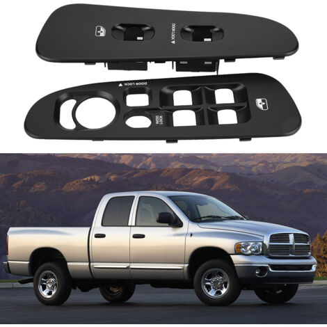 Panel del marco del interruptor de la ventana para Dodge Ram 1500/2500/3500 2002-2005 - Kit de 2 piezas, ABS negro