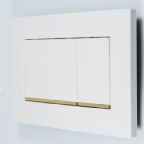 Panel doble enrasado Sigma 30 blanco con franja decorativa PVD dorada.