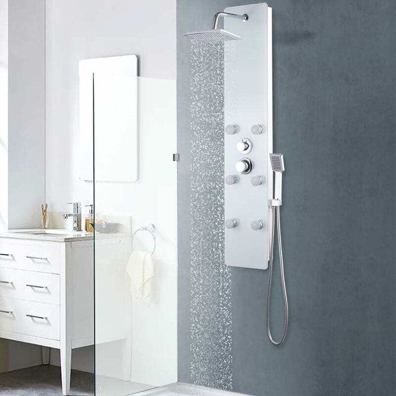 

Panel ducha de vidrio 25x44,6x130 cm blanco