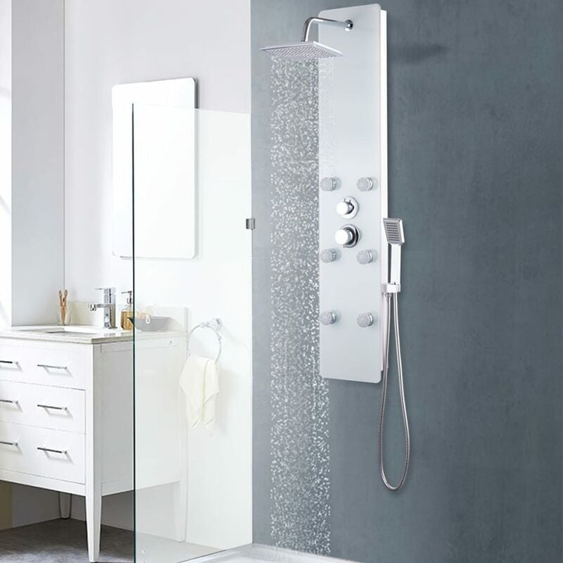 

Panel ducha de vidrio 25x44,6x130 cm blanco