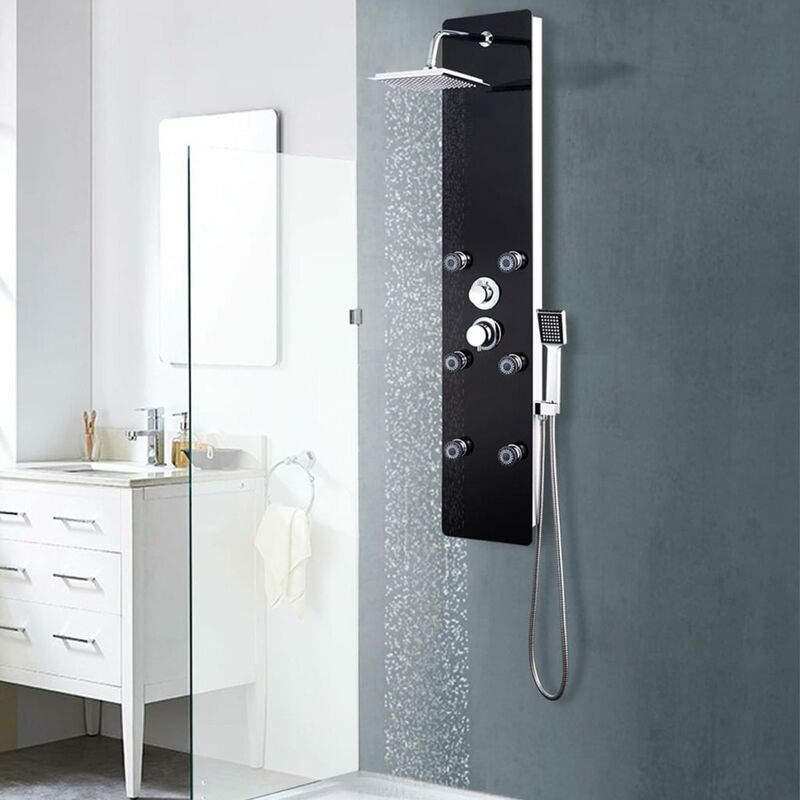 

Panel ducha de vidrio negro 25x44,6x130 cm