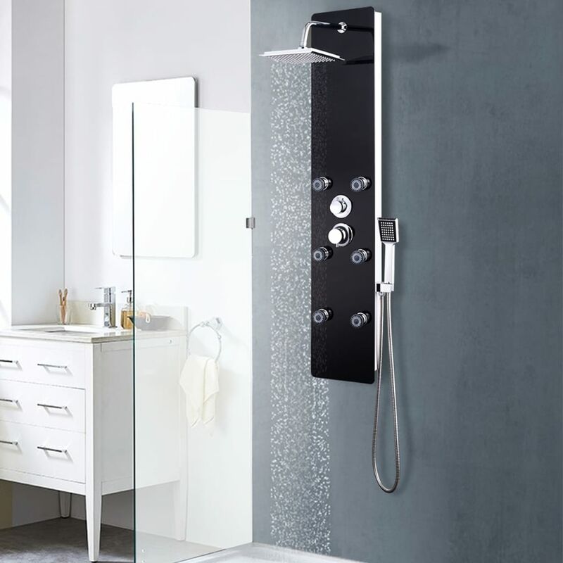 

Panel ducha de vidrio negro 25x44,6x130 cm