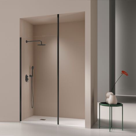Panel fijo de ducha 70-71 cm FRESH LEVANTE Negro Cristal transparente