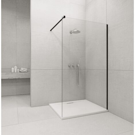 Panel fijo de ducha WALK IN Perfil Negro Grosor Cristal 8 mm 80x200  cm