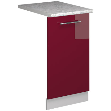 Panel frontal del lavavajillas Fame-Line, Rojo Burdeos alto brillo, 45 cm , ET Mármol, Vicco