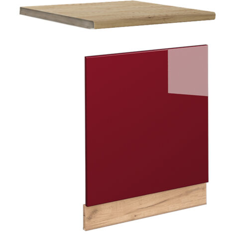 Panel frontal Fame-Line, Rojo Burdeos alto brillo, 60 cm , ET Roble, Vicco