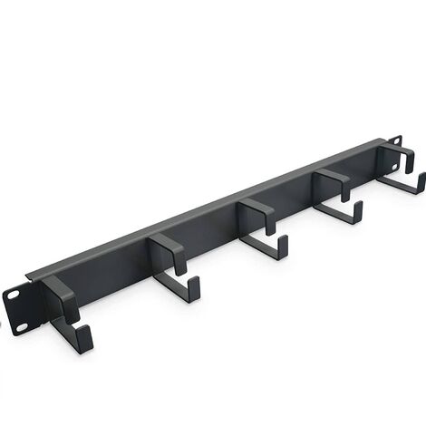 Panel guiacables armario rack 19 de 1U con 5 anillas  Negro
