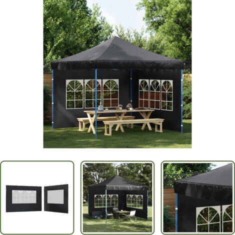 Panel lateral -  Pared lateral de carpa de fiesta con ventana 2 uds PE antracita