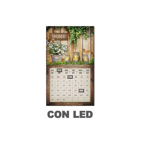 Panel LED con calendario marrón rectangular cm30x50x1,8