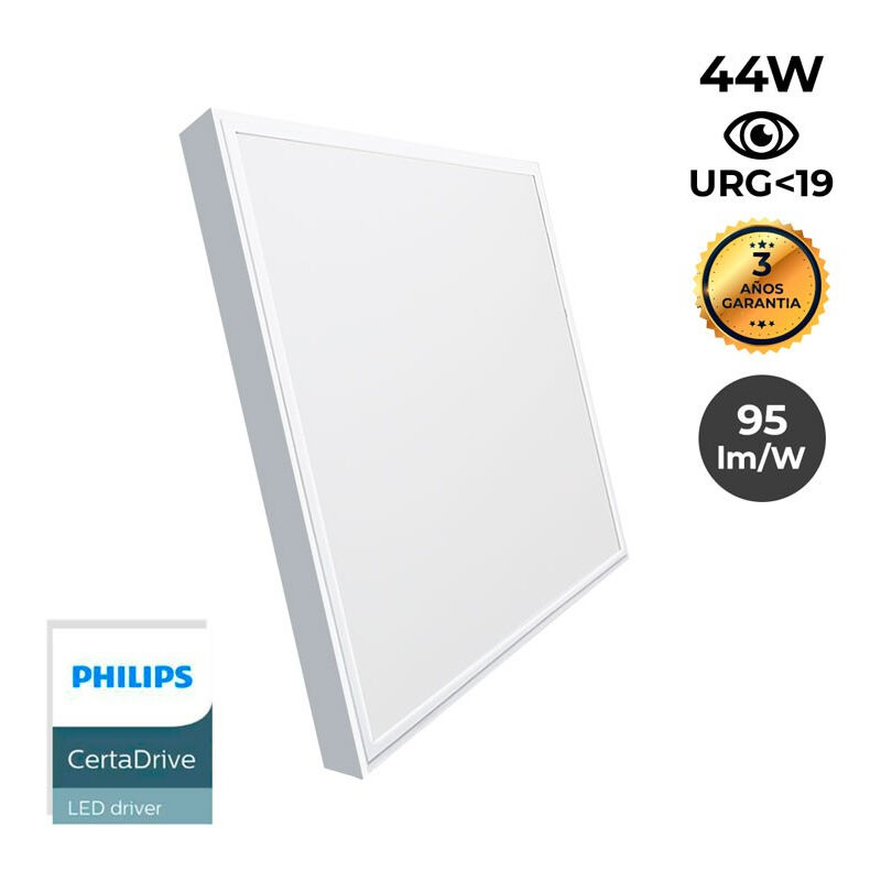 

Panel LED de superficie 60X60cm Slim 44W PHILIPS DRIVER UGR19 con KIT de montaje | Blanco frío 6000K