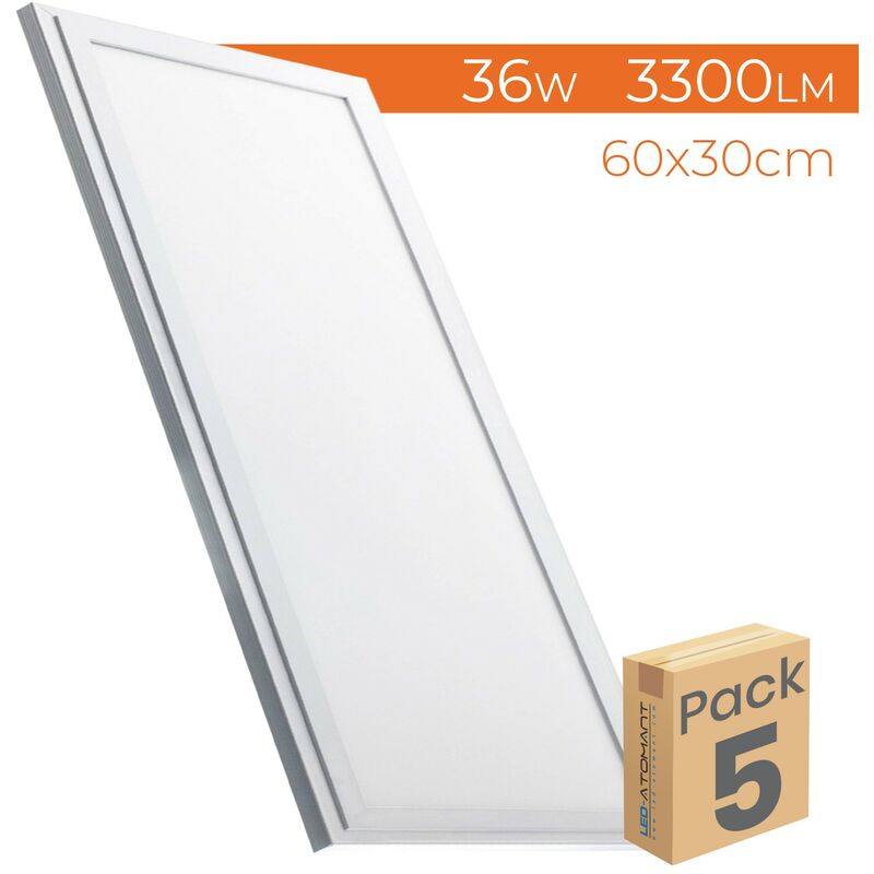 

Led Atomant Sl - Panel LED Slim 60x30cm 36W 3300LM | Blanco Cálido 3000K - Pack 5 Uds. - Blanco Cálido 3000K