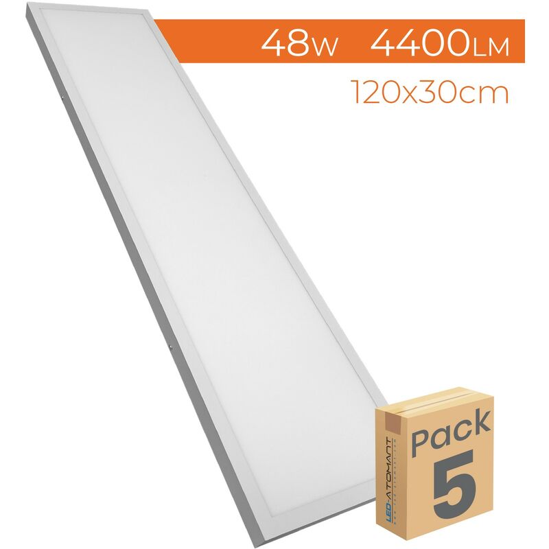 

Panel LED Superficie 120x30cm 48W 4400LM | Blanco Frío 6500K - Pack 5 Uds. - Blanco Frío 6500K