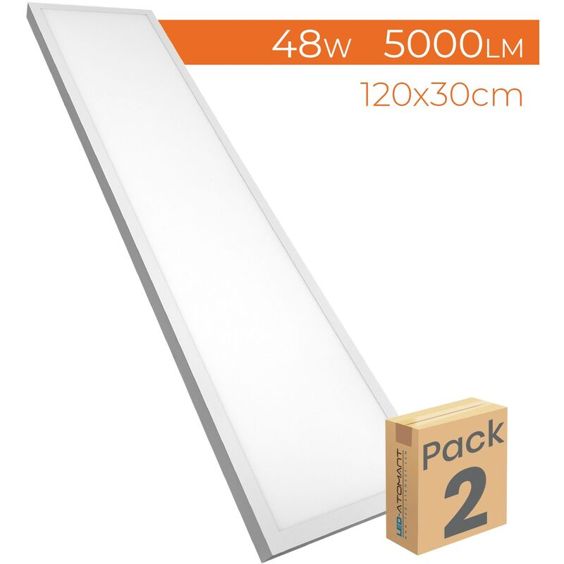 

Panel LED Superficie 120x30cm 48W 4400LM | Blanco Neutro 4500K - Pack 2 Uds. - Blanco Neutro 4500K