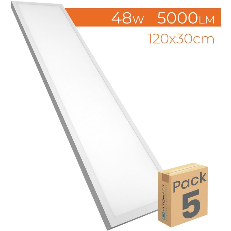 

Led Atomant Sl - Panel LED Superficie 120x30cm 48W 4400LM | Blanco Neutro 4500K - Pack 5 Uds. - Blanco Neutro 4500K