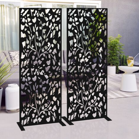Panel metálico con motivos decorativos, panel décorativo universal 150 x 50 cm negro mate MAUI