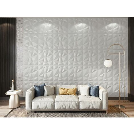 Panel mural 3D ANGLY para pintar - Pack de 3m2 - Lote de 12 piezas - Venta-unica - Blanco