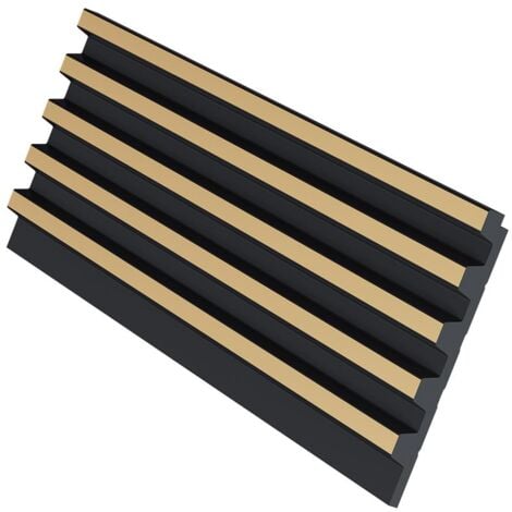 VENTE-UNIQUE Panel mural 3D - Pack de 2,83 m² - Negro y dorado - Juego de 8 piezas - CLINTON