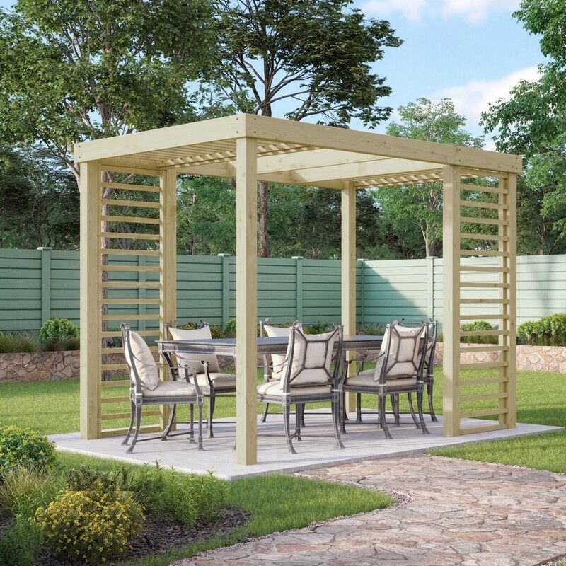 Rutland County Garden Furniture Ltd Panel Pergola - Wood - L300 x W300 cm - Light Green