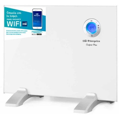 Panel radiante WiFi 500W Orbegozo. Control táctil, conexión APP, temperatura ajustable 7-35ºC