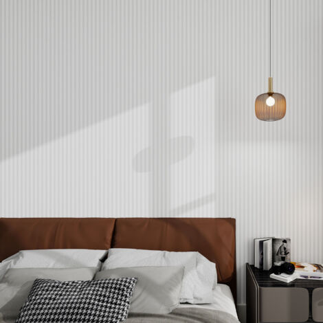 Panel revestimiento pared pintable 3D poliestireno Calora Paintable Line White Bold 270x25x1.6 cm (0.68 m²/ud). Caja 3uds (2,04 m²/caja)