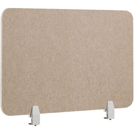 Panel separador acústico biombo escritorio PET abrazaderas de montaje tela tapizado 80 x 50 cm beige Split