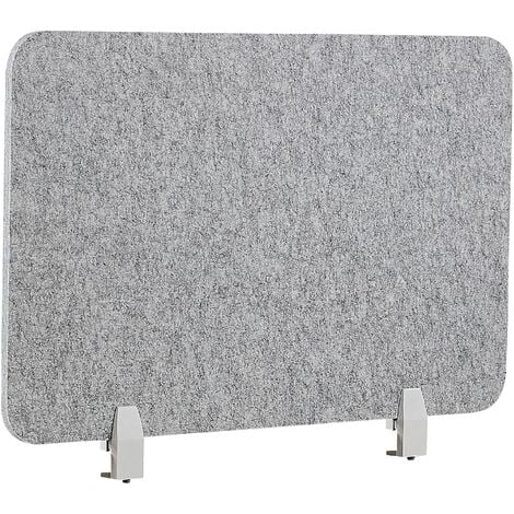 Panel separador acústico biombo escritorio PET abrazaderas de montaje tela tapizado 80 x 50 cm gris Split