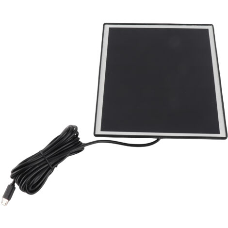 Panel solar de 10 W con cargador Micro/USB-C, protección IP65 para cámaras de vigilancia – silicio monocristalino, soporte giratorio de 360°, cable de 3 m, color negro o blanco.