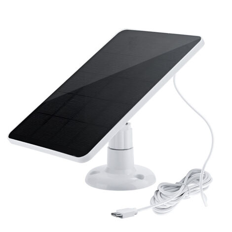 Panel solar de 10 W y 5 V con clasificación IP6 a prueba de agua para cámara de seguridad, ajustable 360°, puerto USB tipo C, cable de 3 m, compatible con timbre.
