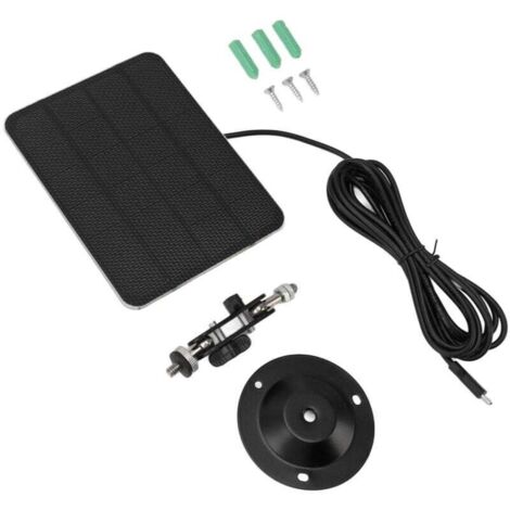 Panel solar de 5 W para cámara de seguridad – Soporte de pared incluido, cable de carga de 3 m, sistema autónomo de bajo consumo energético.