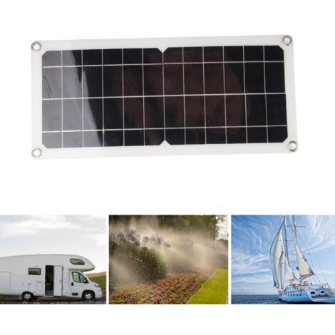 Panel solar monocristalino de 10 W y 12 V con salida USB, cargador de batería para móviles, material ABS e IP65.