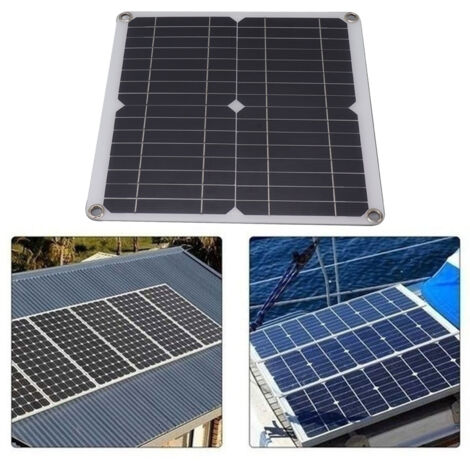 Panel solar monocristalino de 12 W y 18 V + cargador de batería con salida USB tipo C para coche, barco, avión y uso en exteriores.