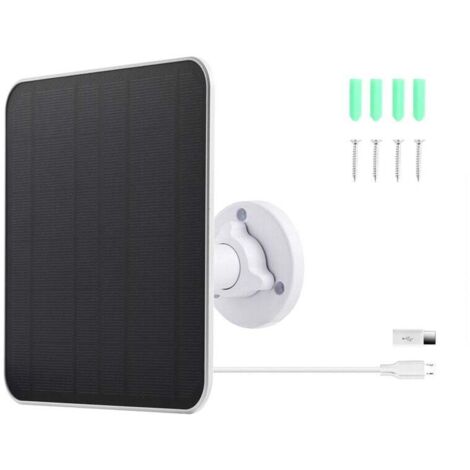 Panel solar para cámara de vigilancia, panel solar USB de 5 W compatible con cámara de vigilancia DC 5 V recargable, panel solar para cámara con cable de 3 m