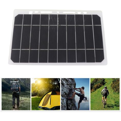 Panel solar portátil [Cargador solar para camping] Silicio monocristalino 10W 5V 2A para smartphones y tabletas durante actividades al aire libre.