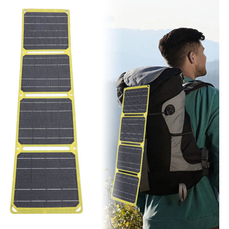 [Panel solar portátil] Panel solar de silicio monocristalino ETFE de 40 W, resistente al agua, USB tipo C, con regulador de voltaje para acampar.