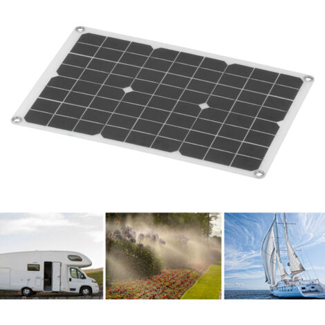 Panel solar portátil USB de 20 W y 18 V – Kit de carga con clip y enchufe para vehículos/yates – Monocristalino IP65