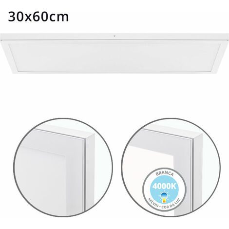 Panel superficie VOLTAIRE 30x60 36W LED 2880lm 4000K 120° C.60xL.30xA.2,3cm Blanco