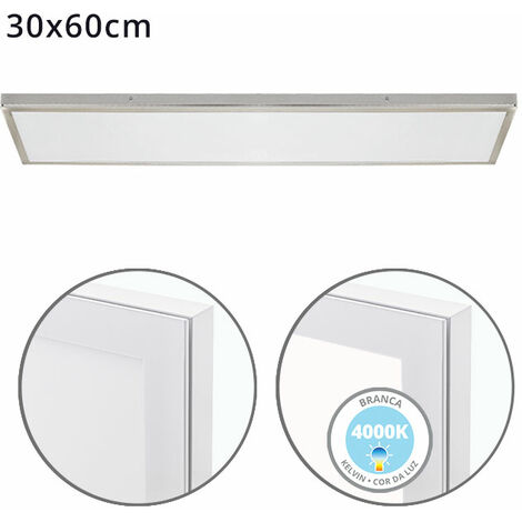 Panel superficie VOLTAIRE 30x60 36W LED 2880lm 4000K 120° C.60xL.30xA.2,3cm Niquel