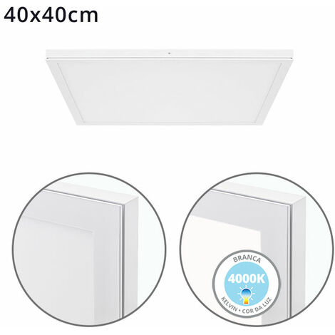 Panel superficie VOLTAIRE 40x40 36W LED 2880lm 4000K 120° C.40xL.40xA.2,3cm Blanco