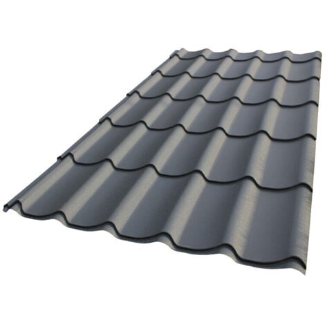 MCCOVER Chapa de acero galvanizado, lacado mate, aspecto de baldosa - Color - Gris antracita mate, Anchura - 1,04 m, Longitud - 1,95 m
