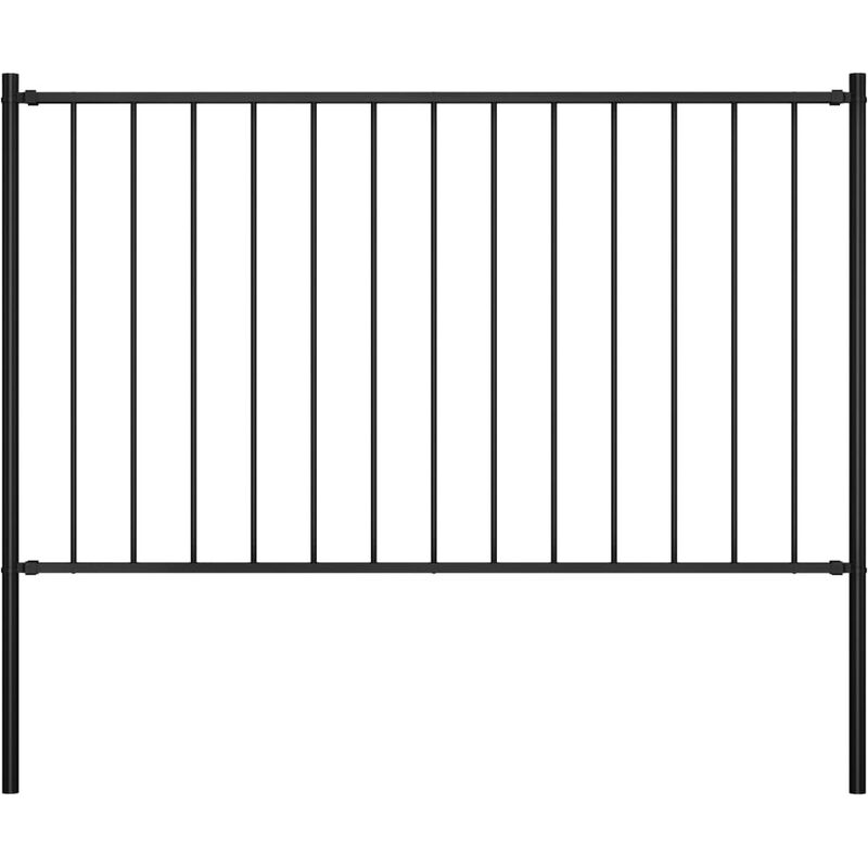 

Panel valla y postes acero recubrimiento polvo negro 1,7x1,25m - Negro