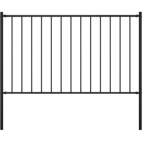 Panel valla y postes acero recubrimiento polvo negro 1,7x1,25m vidaXL